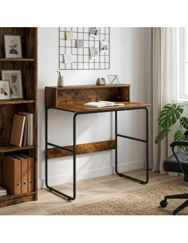 Scrivania con Spazio di Archiviazione Rovere Fumo