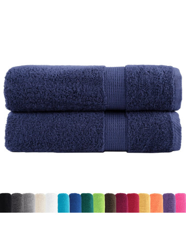 Asciugamani da bagno Premium SOLUND 2 pz Blu navy 100x150 cm 600 g/m²