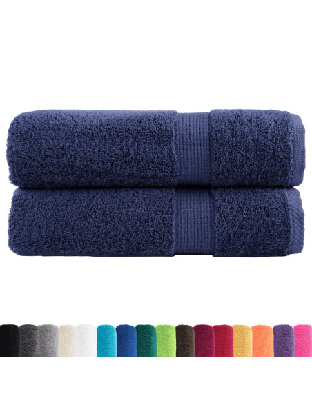 Asciugamani da bagno Premium SOLUND 2 pz Blu navy 100x150 cm 600 g/m²