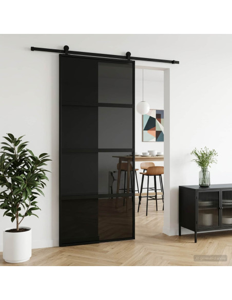 Porta scorrevole 90 x 205 cm Vetro Temperato e Alluminio
