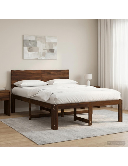 Letto matrimoniale con testiera ROSTOCK Marrone Scuro