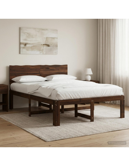 Letto matrimoniale con testiera ROSTOCK Marrone Scuro