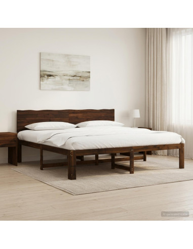 Letto matrimoniale con testiera ROSTOCK Marrone Scuro