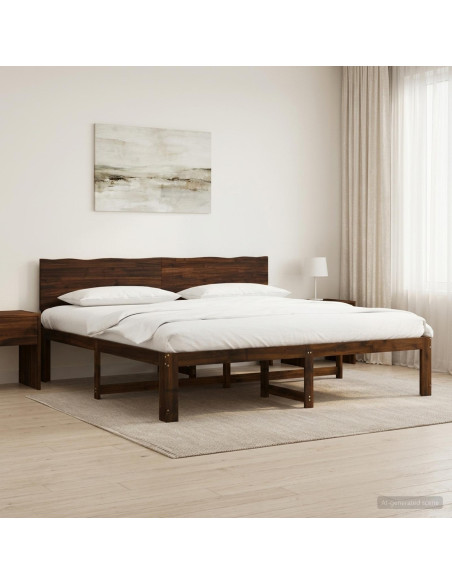 Letto matrimoniale con testiera ROSTOCK Marrone Scuro