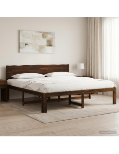 Letto matrimoniale con testiera ROSTOCK Marrone Scuro