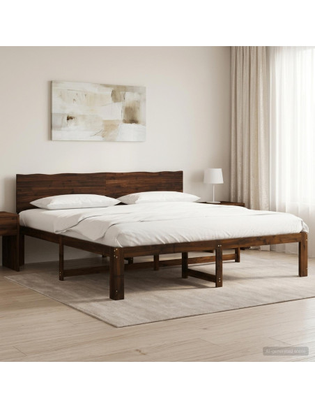 Letto matrimoniale con testiera ROSTOCK Marrone Scuro