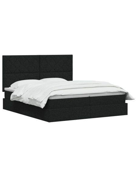 Letto con Contenitore con testiera Nero 180 x 200 cm Tessuto