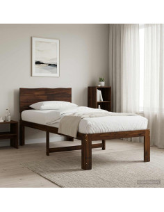 Letto Singolo con Testiera ROSTOCK Marrone Scuro 90 x 190 cm
