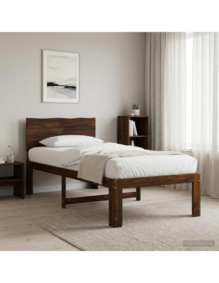 Letto Singolo con Testiera ROSTOCK Marrone Scuro 90 x 190 cm