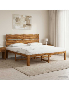 Letto matrimoniale con testiera ROSTOCK Naturale 200 x 200 cm