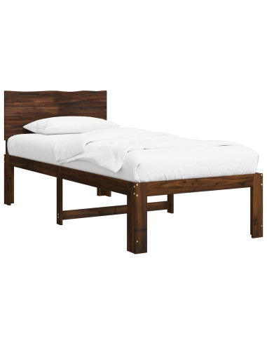 Letto Singolo con Testiera ROSTOCK Marrone Scuro 90 x 190 cm