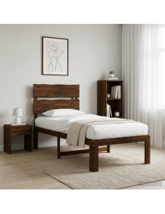Letto Singolo con Testiera ROSTOCK Marrone Scuro 90 x 200 cm