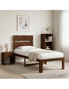 Letto Singolo con Testiera ROSTOCK Marrone Scuro 100 x 200 cm