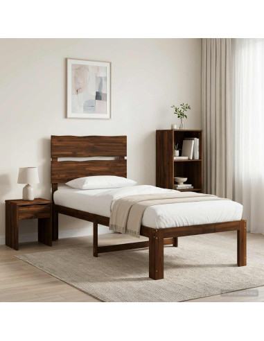 Letto Singolo con Testiera ROSTOCK Marrone Scuro 100 x 200 cm