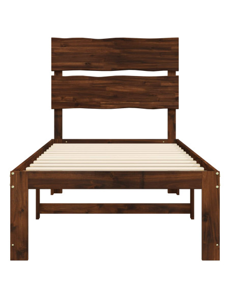 Letto Singolo con Testiera ROSTOCK Marrone Scuro 100 x 200 cm