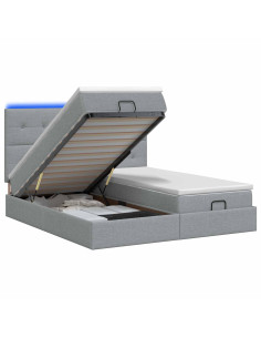 Letto Ottomano con Materasso e LED Grigio Chiaro 200 x 200 cm 2