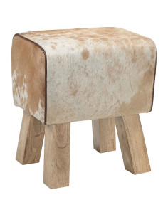 panchina 40 x 30 x 45 cm Pelle Vera Marrone e bianco