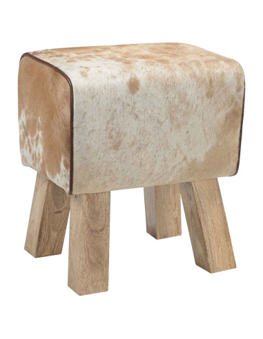 panchina 40 x 30 x 45 cm Pelle Vera Marrone e bianco
