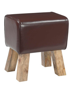 panchina 40 x 30 x 45 cm Pelle Vera Marrone Scuro