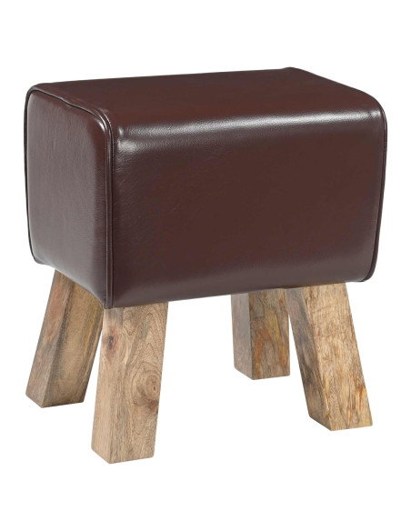 panchina 40 x 30 x 45 cm Pelle Vera Marrone Scuro
