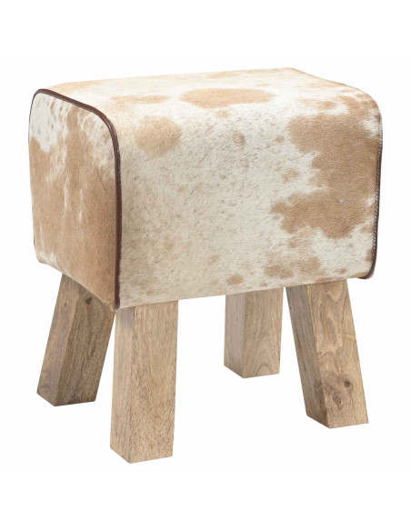 panchina 40 x 30 x 45 cm Pelle Vera Marrone e bianco