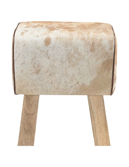 panchina 40 x 30 x 45 cm Pelle Vera Marrone e bianco
