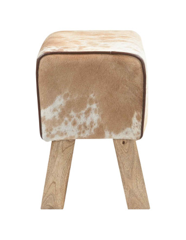 panchina 40 x 30 x 45 cm Pelle Vera Marrone e bianco