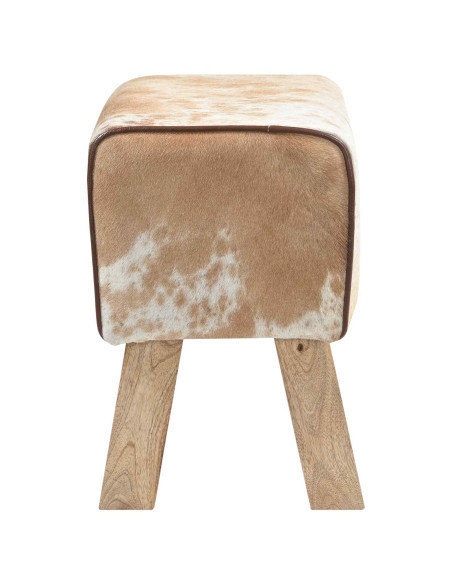 panchina 40 x 30 x 45 cm Pelle Vera Marrone e bianco