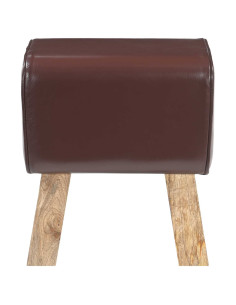 panchina 40 x 30 x 45 cm Pelle Vera Marrone Scuro 2