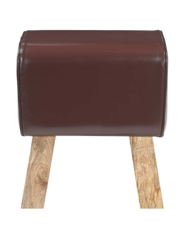 panchina 40 x 30 x 45 cm Pelle Vera Marrone Scuro