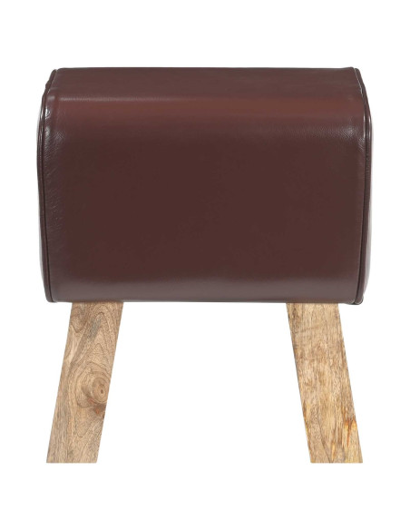 panchina 40 x 30 x 45 cm Pelle Vera Marrone Scuro