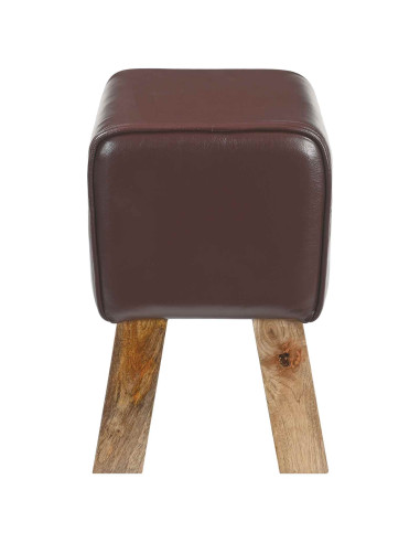 panchina 40 x 30 x 45 cm Pelle Vera Marrone Scuro