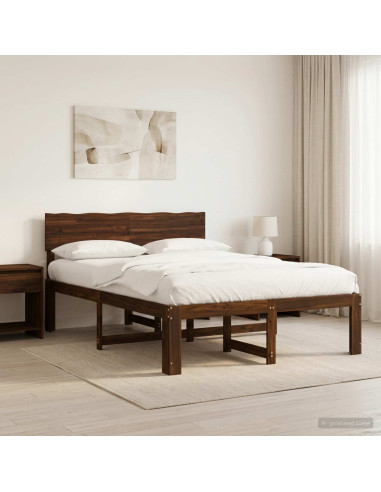 Letto matrimoniale con testiera ROSTOCK Marrone Scuro