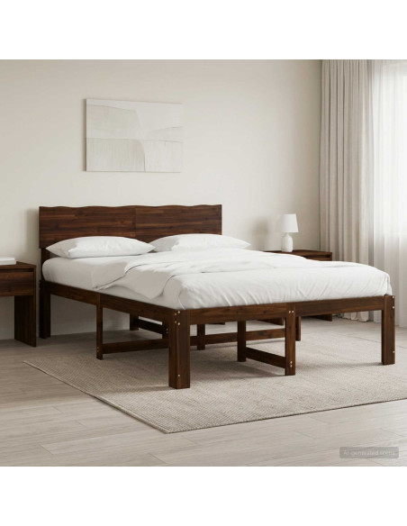Letto matrimoniale con testiera ROSTOCK Marrone Scuro