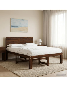 Letto matrimoniale con testiera ROSTOCK Marrone Scuro