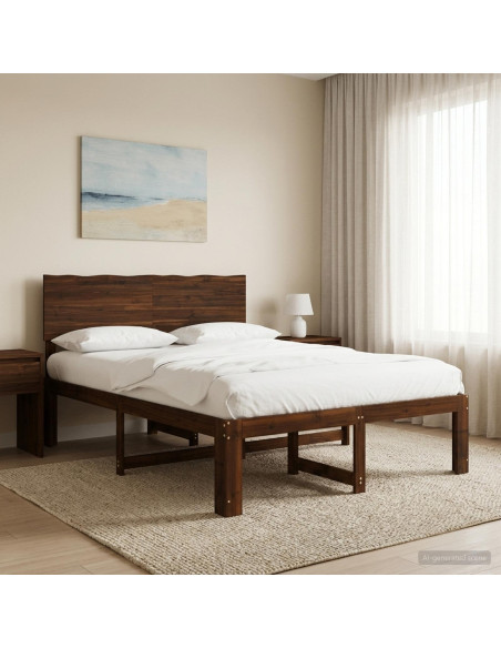 Letto matrimoniale con testiera ROSTOCK Marrone Scuro