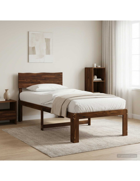 Letto Singolo con Testiera ROSTOCK Marrone Scuro 80 x 200 cm