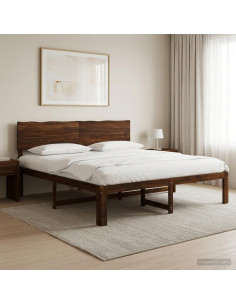 Letto matrimoniale con testiera ROSTOCK Marrone Scuro