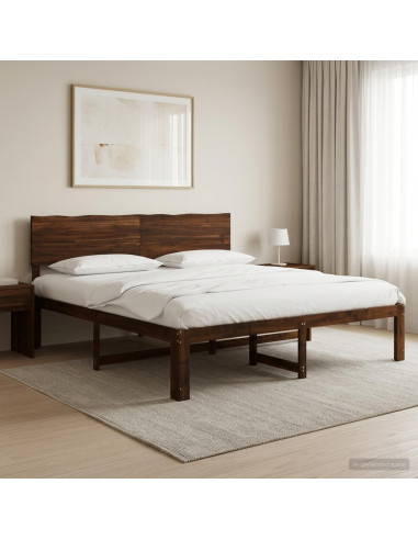 Letto matrimoniale con testiera ROSTOCK Marrone Scuro