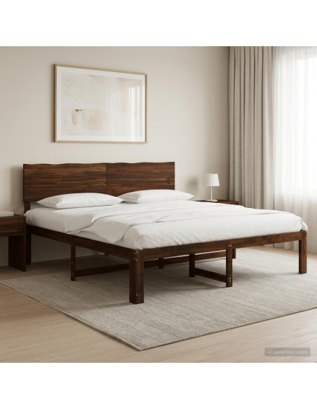 Letto matrimoniale con testiera ROSTOCK Marrone Scuro