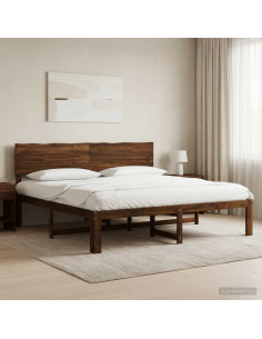 Letto matrimoniale con testiera ROSTOCK Marrone Scuro