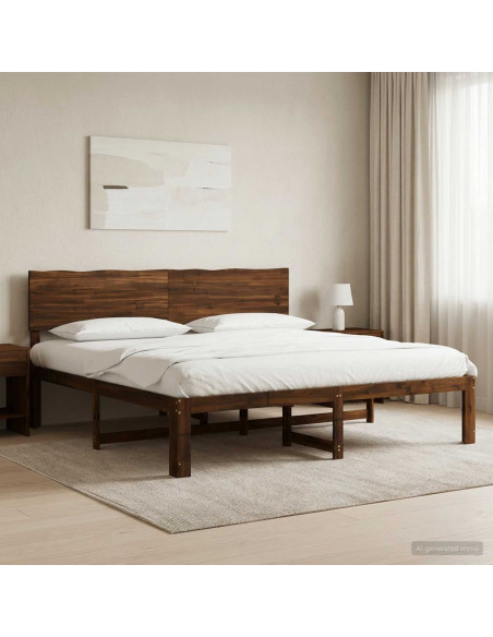 Letto matrimoniale con testiera ROSTOCK Marrone Scuro