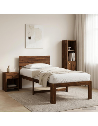 Letto Singolo con Testiera ROSTOCK Marrone Scuro 100 x 200 cm