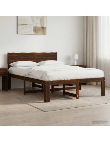 Letto matrimoniale con testiera ROSTOCK Marrone Scuro
