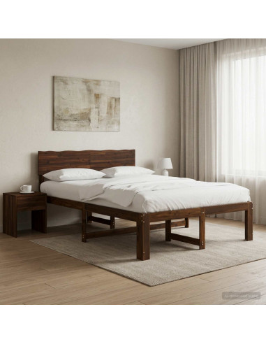 Letto matrimoniale con testiera ROSTOCK Marrone Scuro