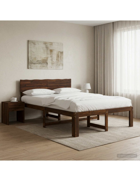 Letto matrimoniale con testiera ROSTOCK Marrone Scuro
