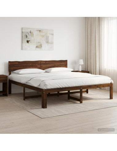 Letto matrimoniale con testiera ROSTOCK Marrone Scuro