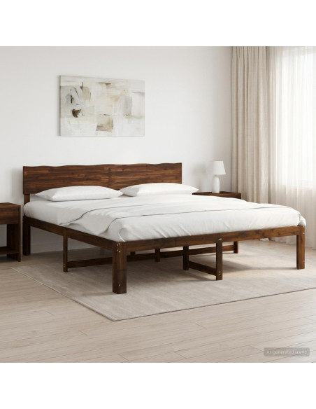 Letto matrimoniale con testiera ROSTOCK Marrone Scuro