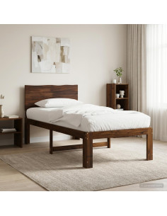 Letto Singolo con Testiera ROSTOCK Marrone Scuro 75 x 190 cm