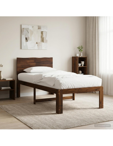 Letto Singolo con Testiera ROSTOCK Marrone Scuro 75 x 190 cm